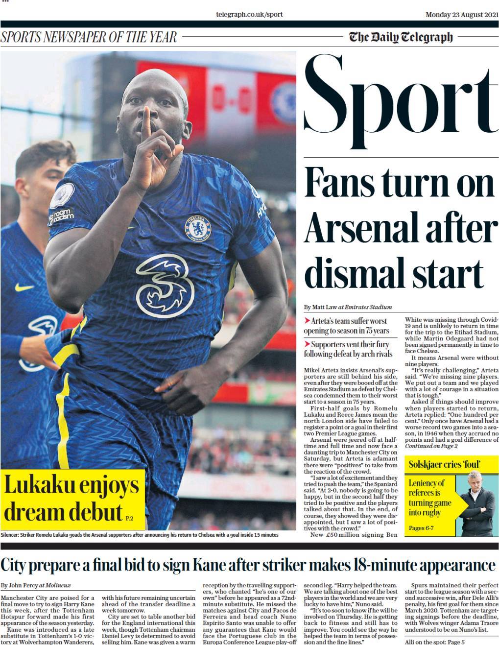 capa Jornal Telegraph Sport