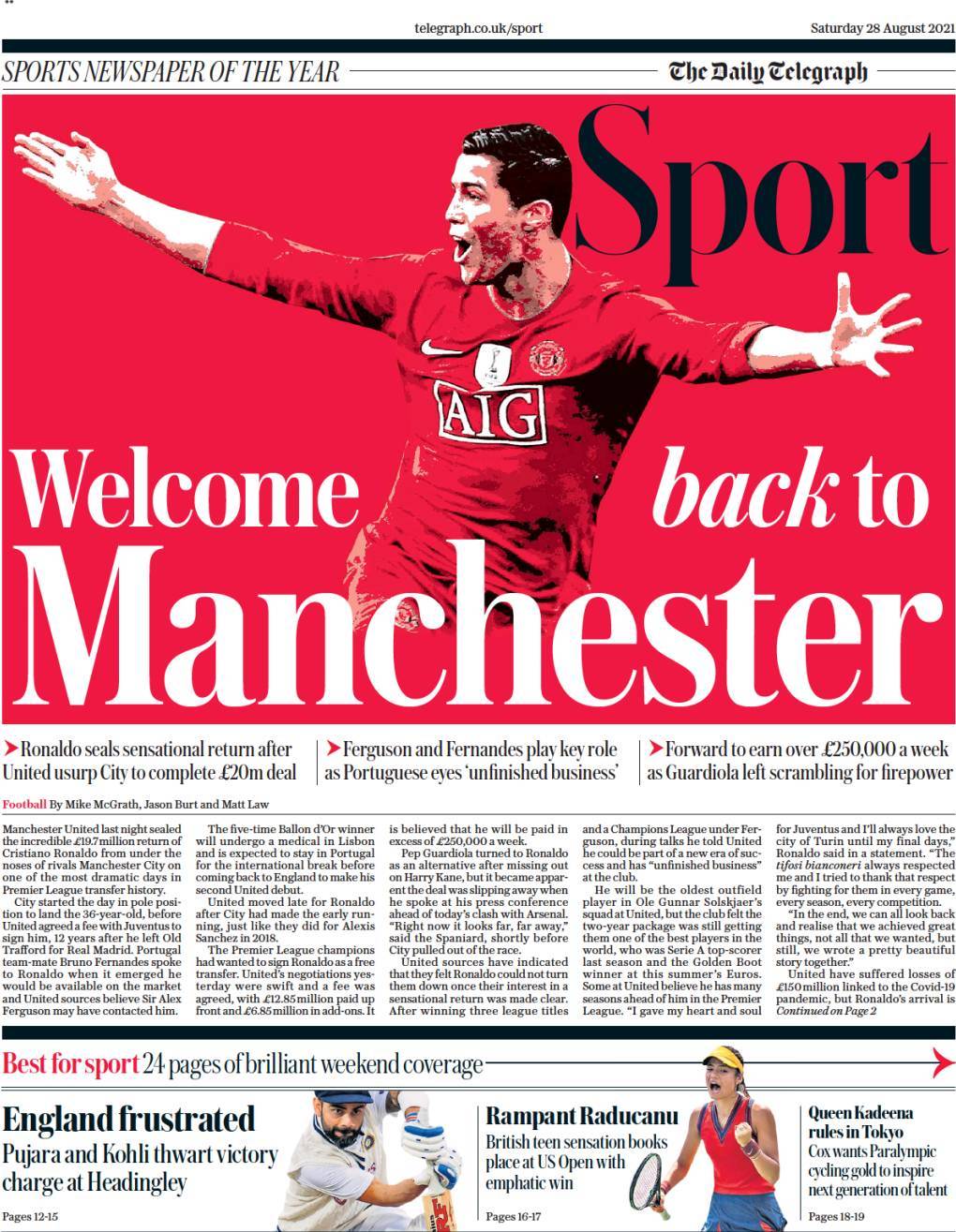 capa Jornal Telegraph Sport