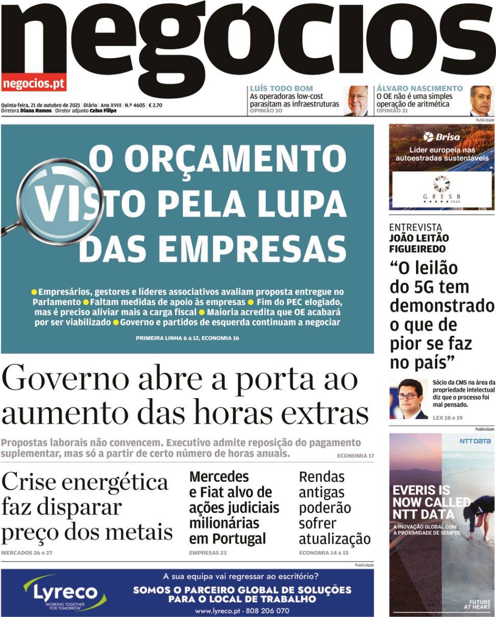 capa Jornal de Negócios