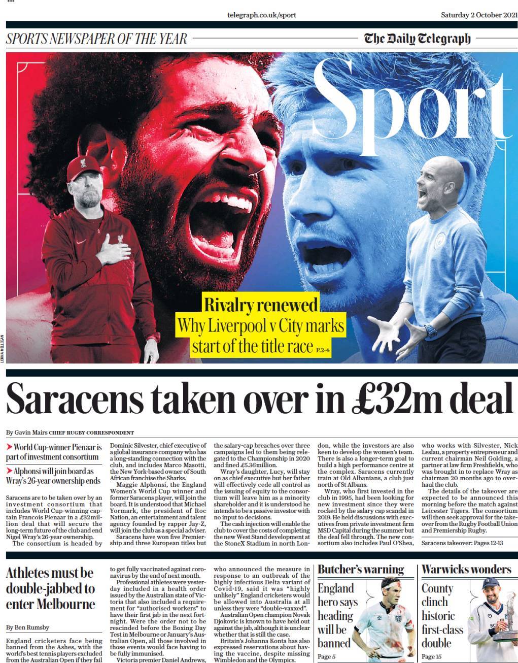 capa Jornal Telegraph Sport