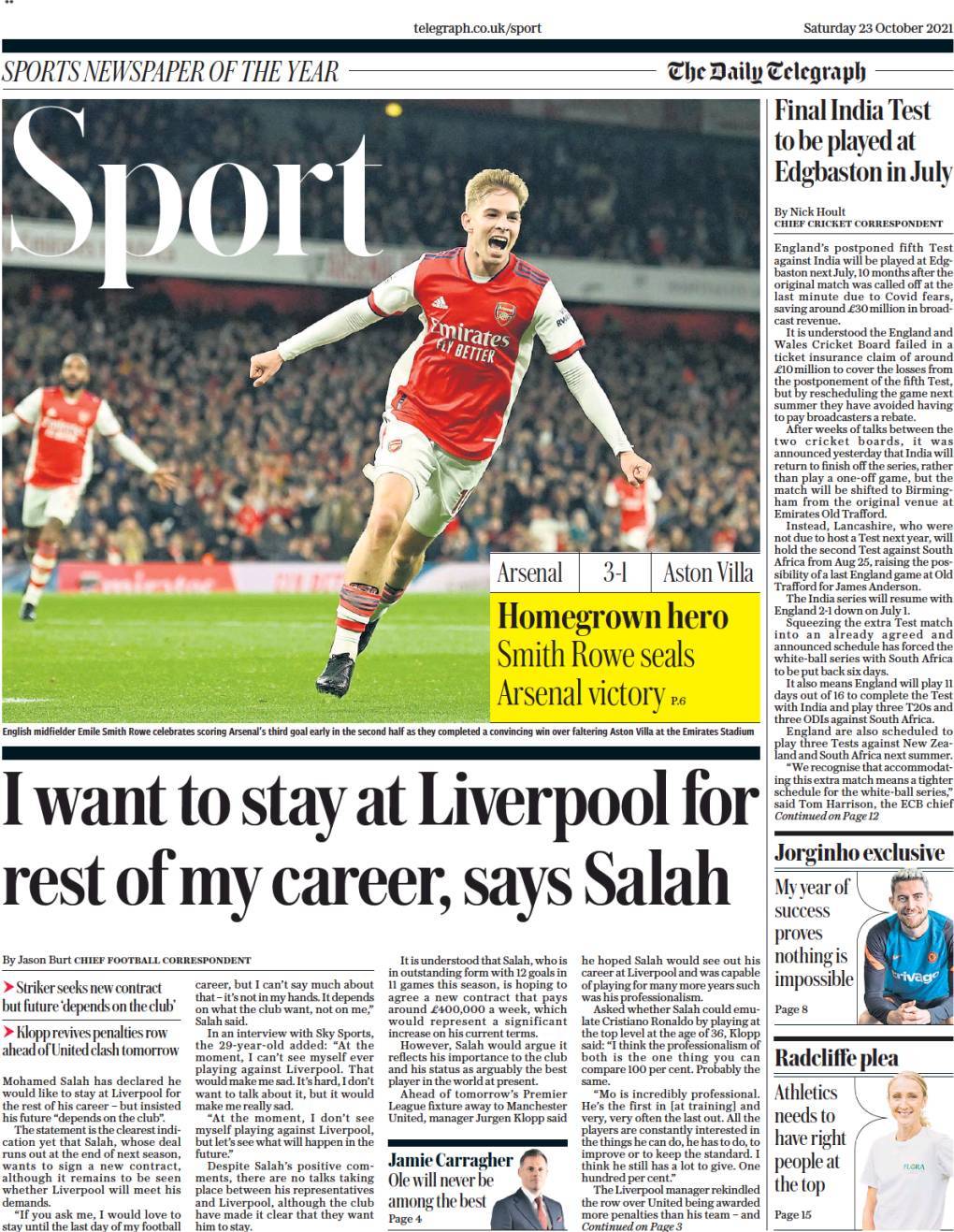 capa Jornal Telegraph Sport