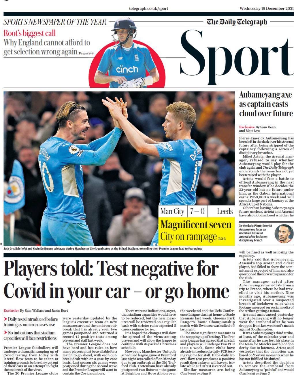 capa Jornal Telegraph Sport