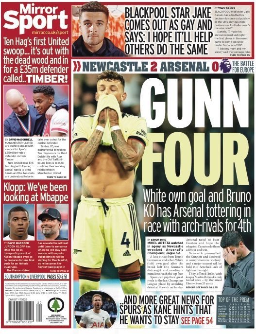 capa Jornal Mirror Sport