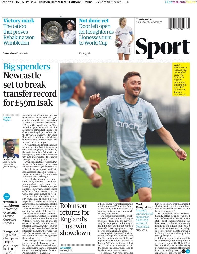 capa Jornal Guardian Sport