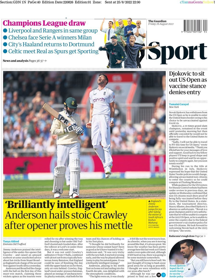 capa Jornal Guardian Sport