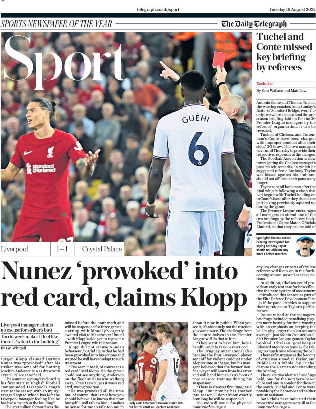 capa Jornal Telegraph Sport