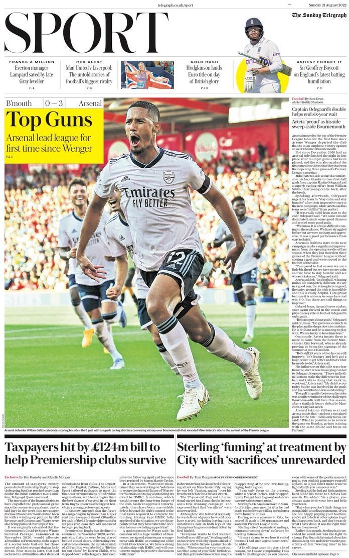 capa Jornal Telegraph Sport