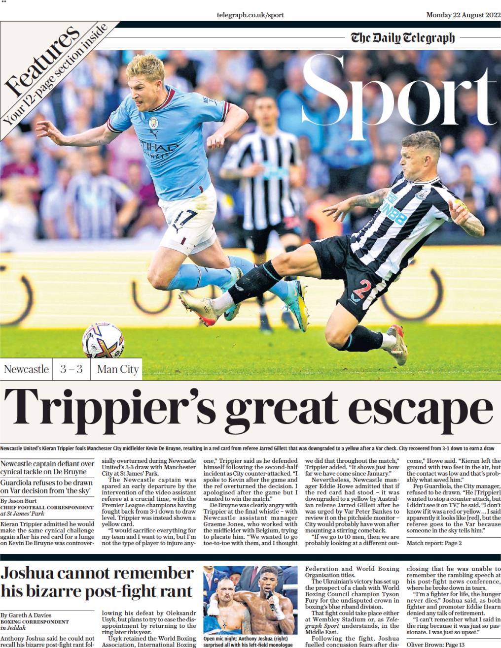 capa Jornal Telegraph Sport