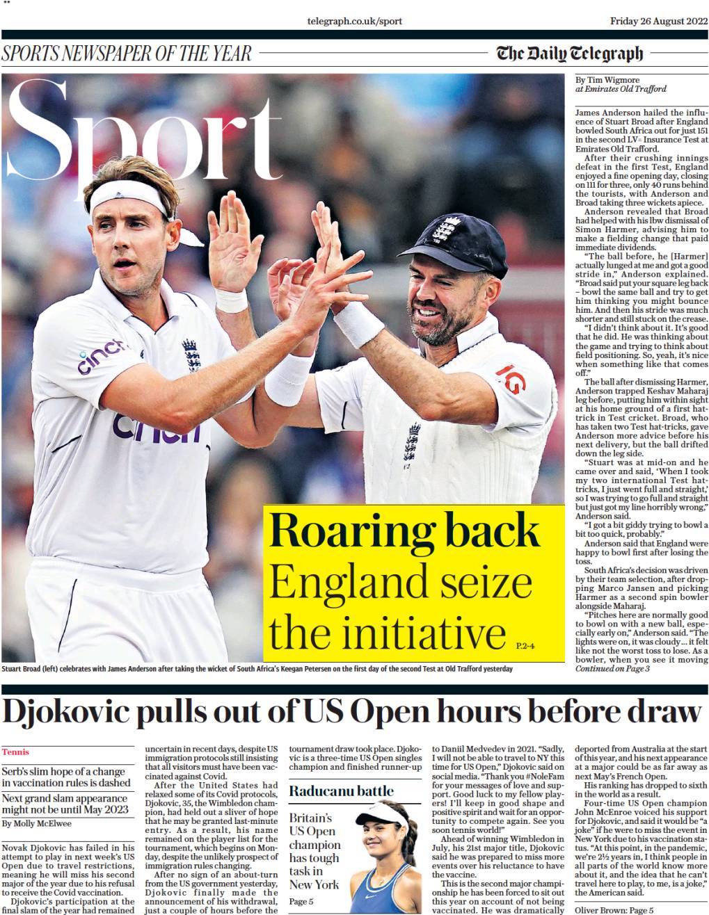 capa Jornal Telegraph Sport