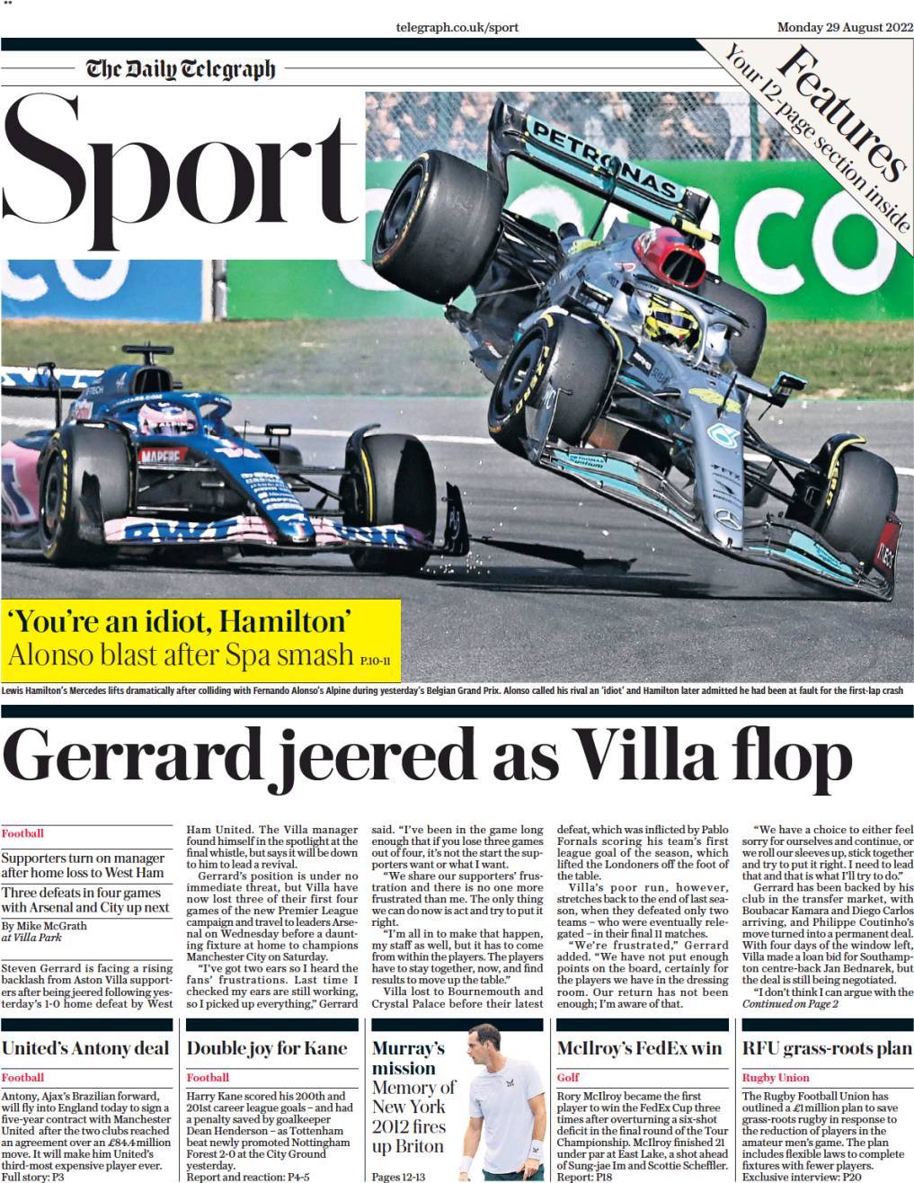 capa Jornal Telegraph Sport