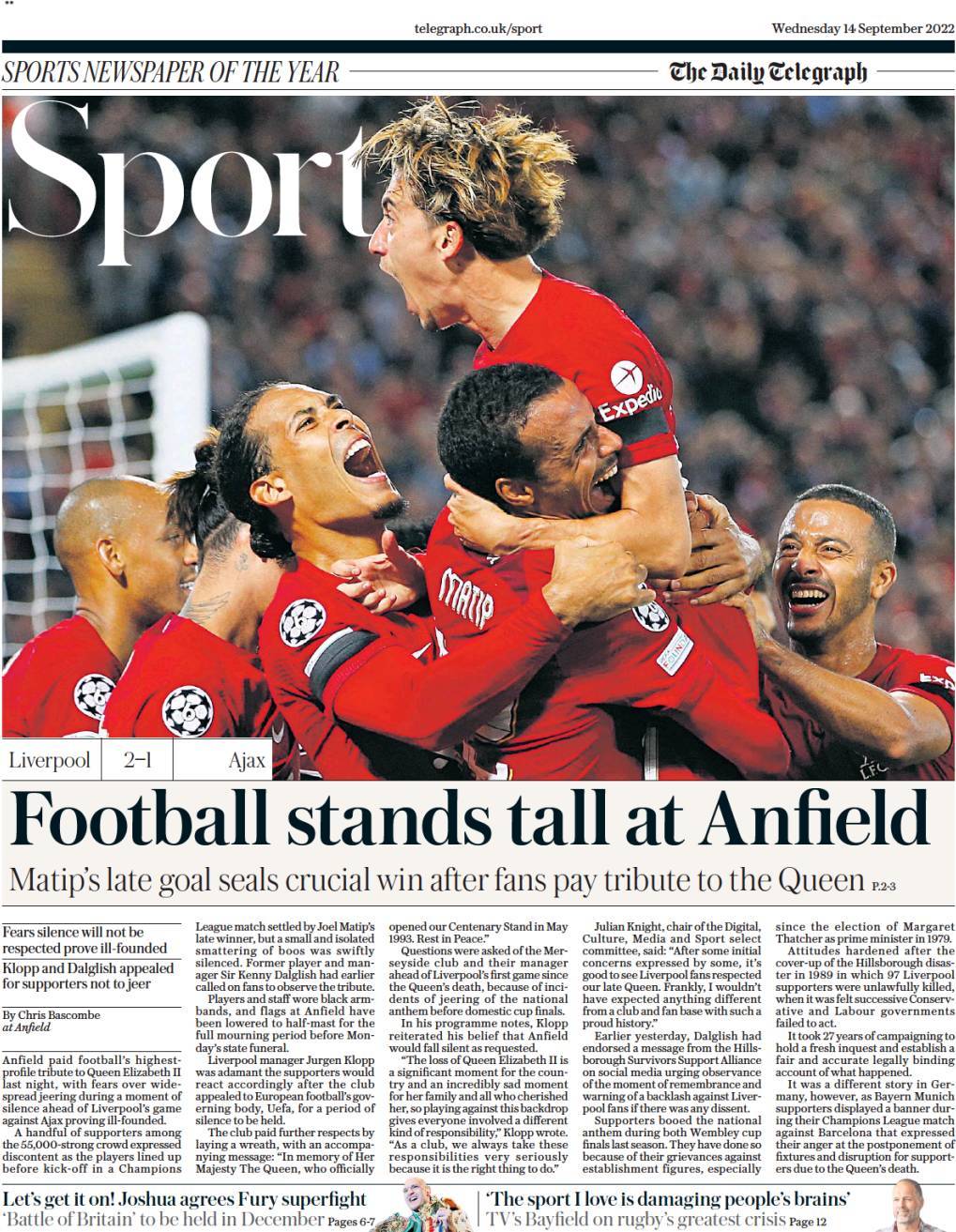 capa Jornal Telegraph Sport