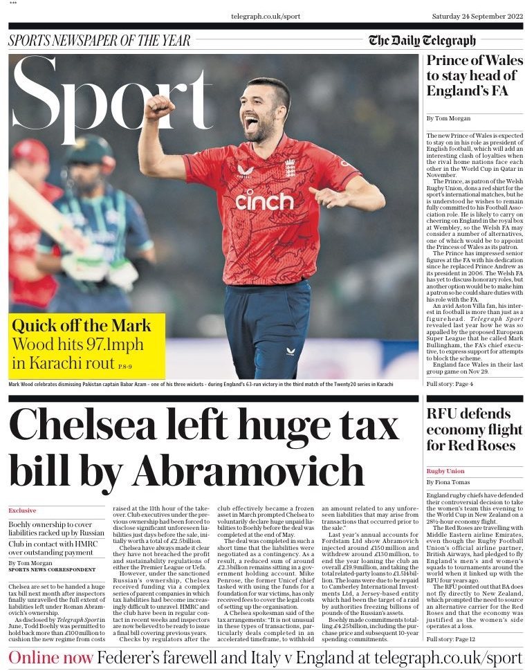 capa Jornal Telegraph Sport