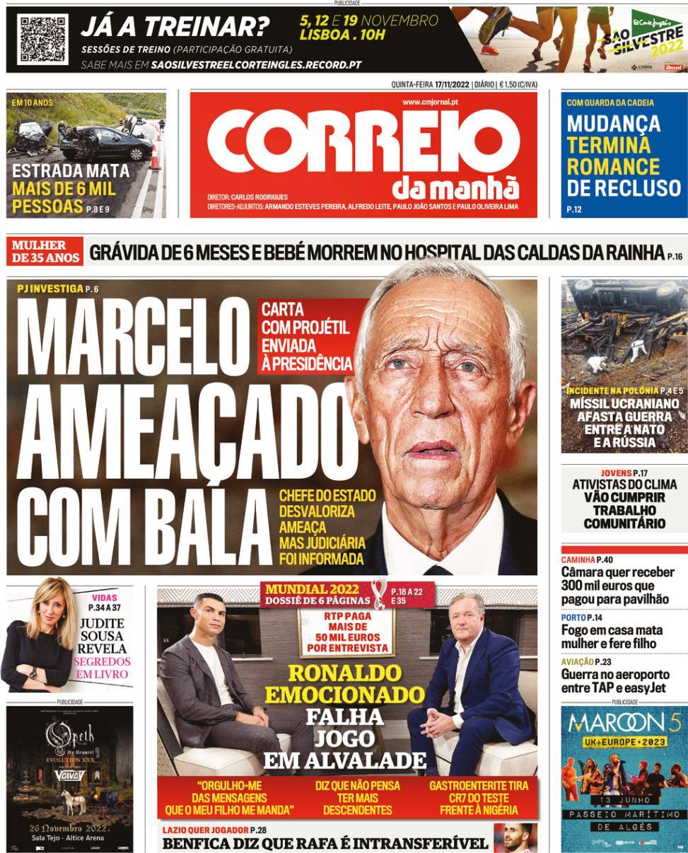 Capa Correio Da Manhã 17 Novembro 2022 Capasjornaispt 