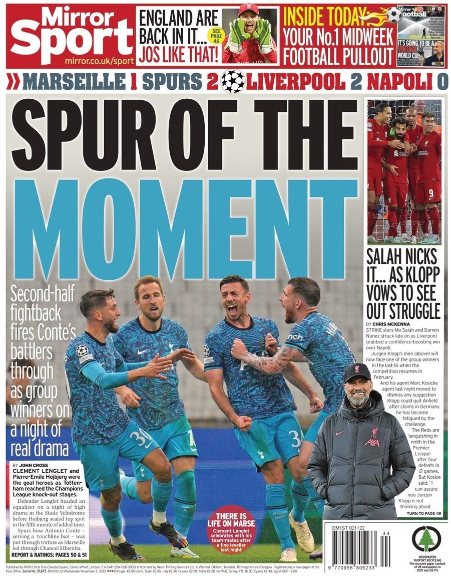 capa Jornal Mirror Sport