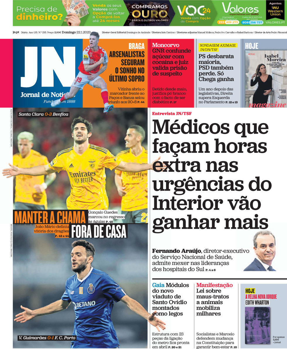 Capa Jornal De Notícias 22 Janeiro 2023 Capasjornaispt 4918