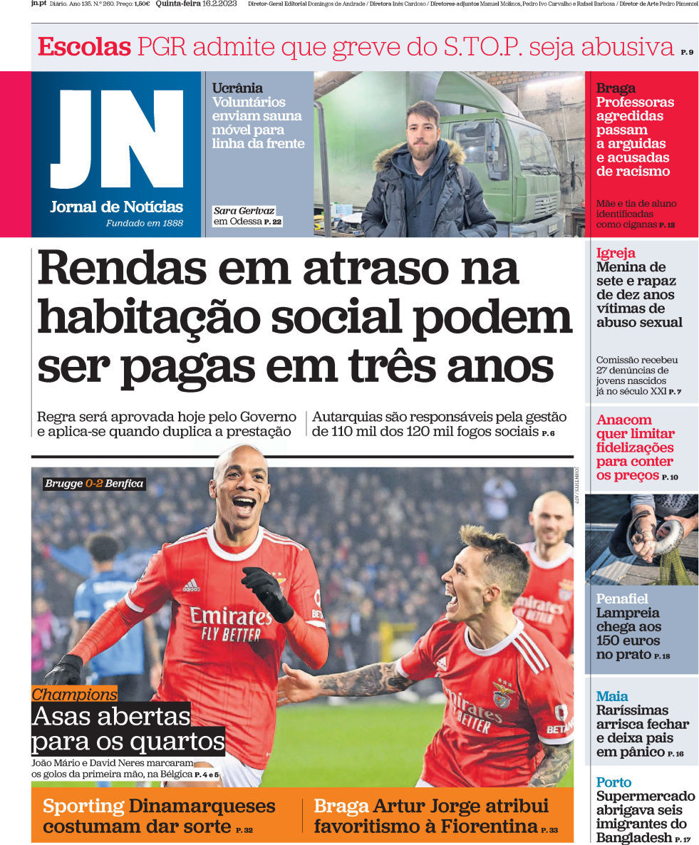 capa Jornal de Notícias