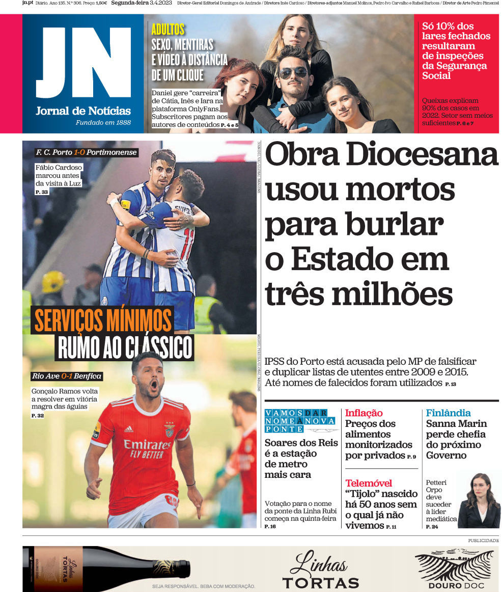 capa Jornal de Notícias