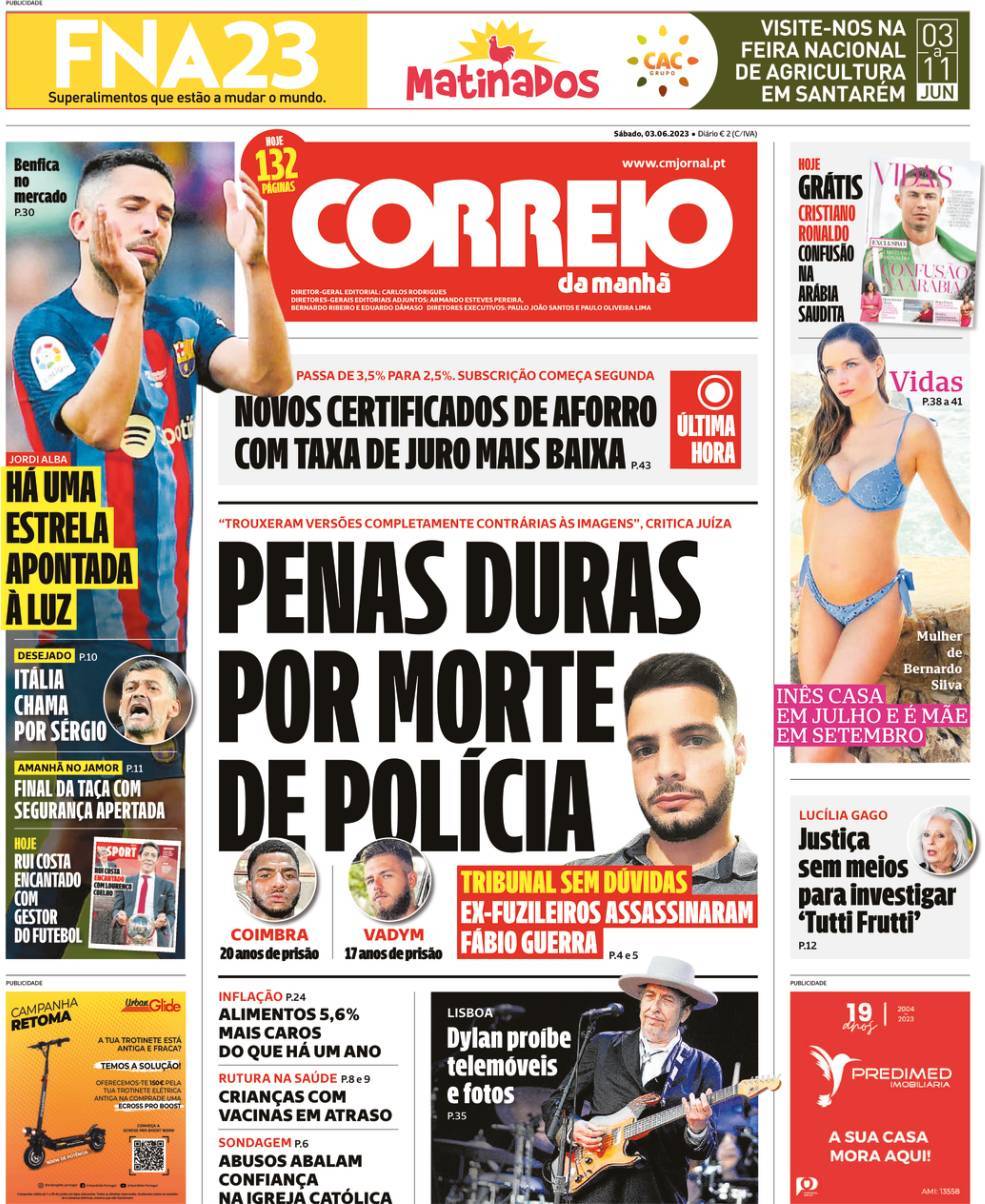 Capas Correio da Manhã de Junho de 2023