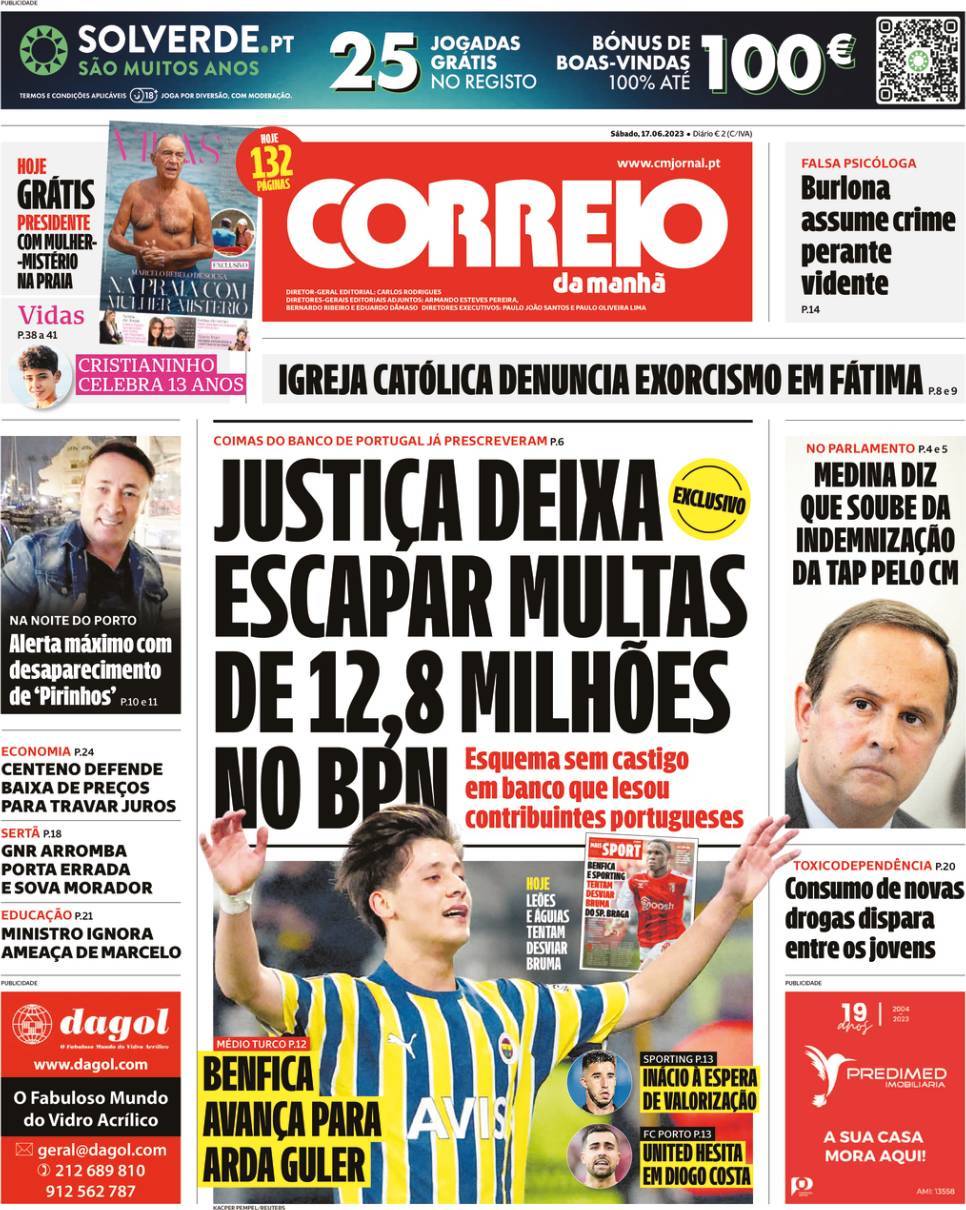 Capas Correio da Manhã de Junho de 2023