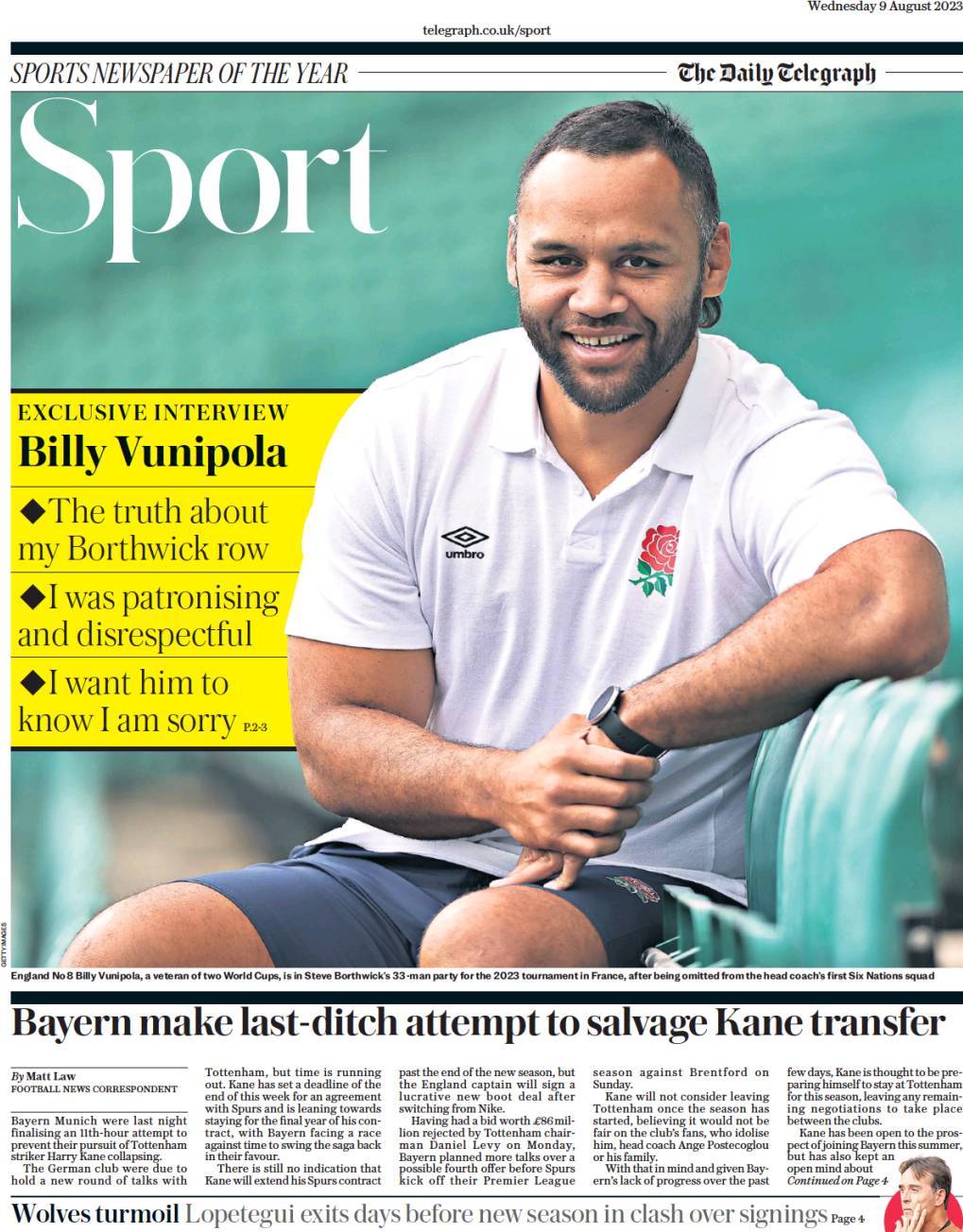 capa Jornal Telegraph Sport