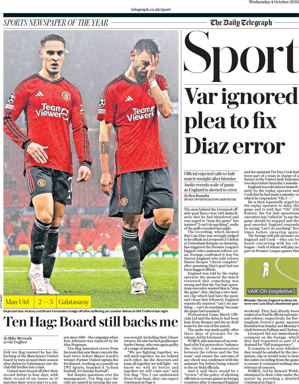 capa Jornal Telegraph Sport