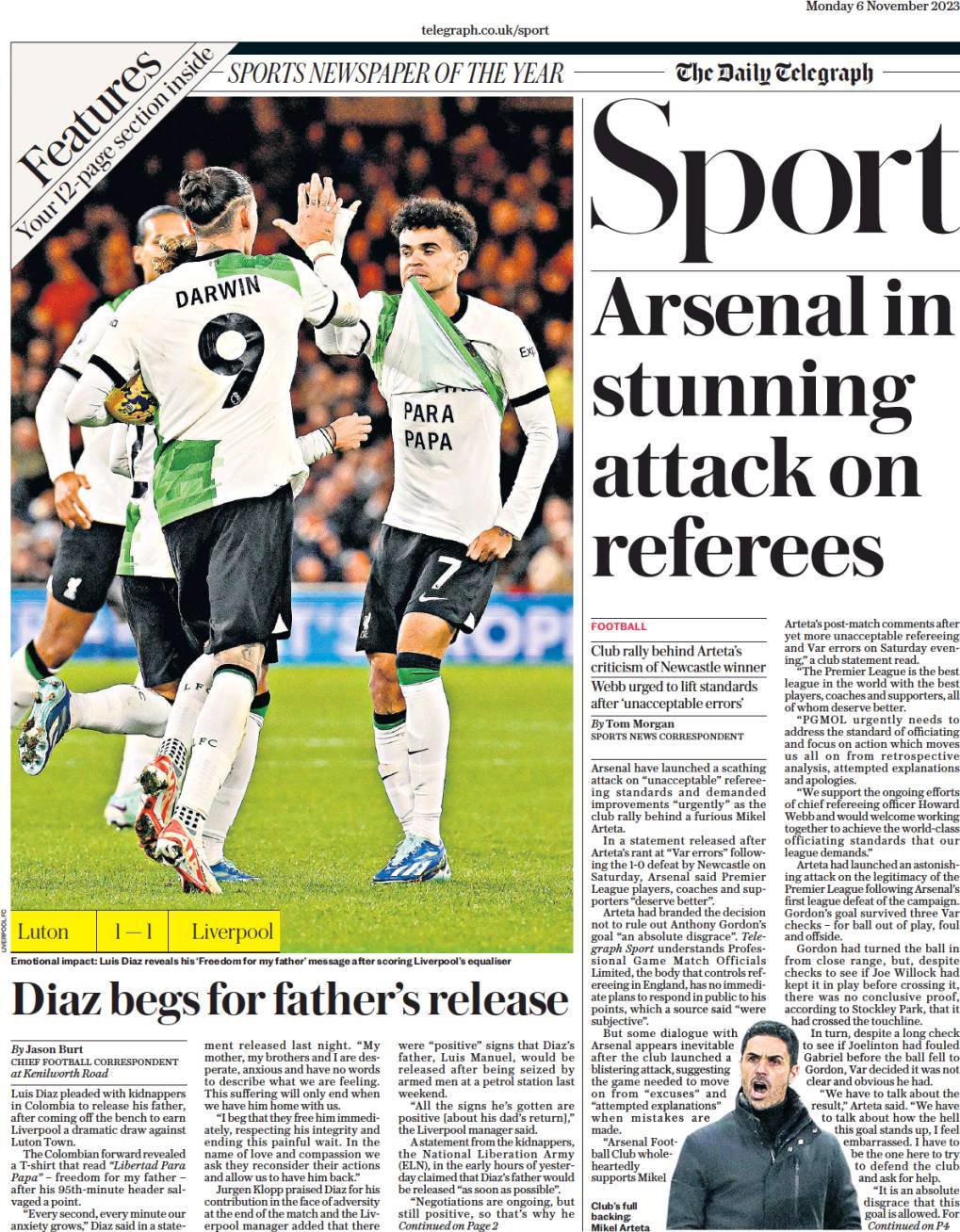 capa Jornal Telegraph Sport