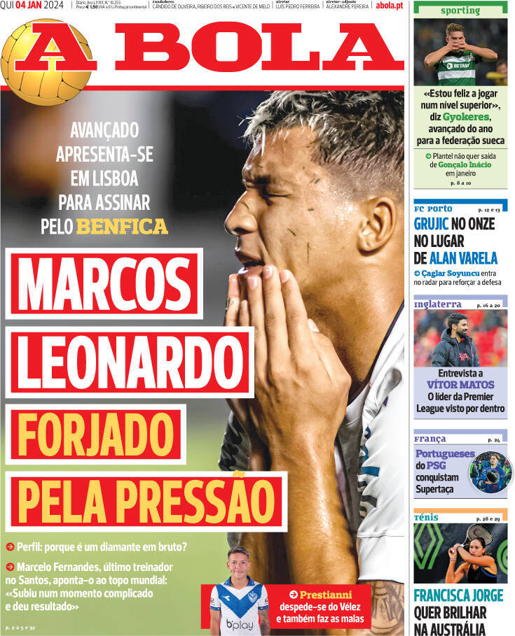 capa Jornal A Bola