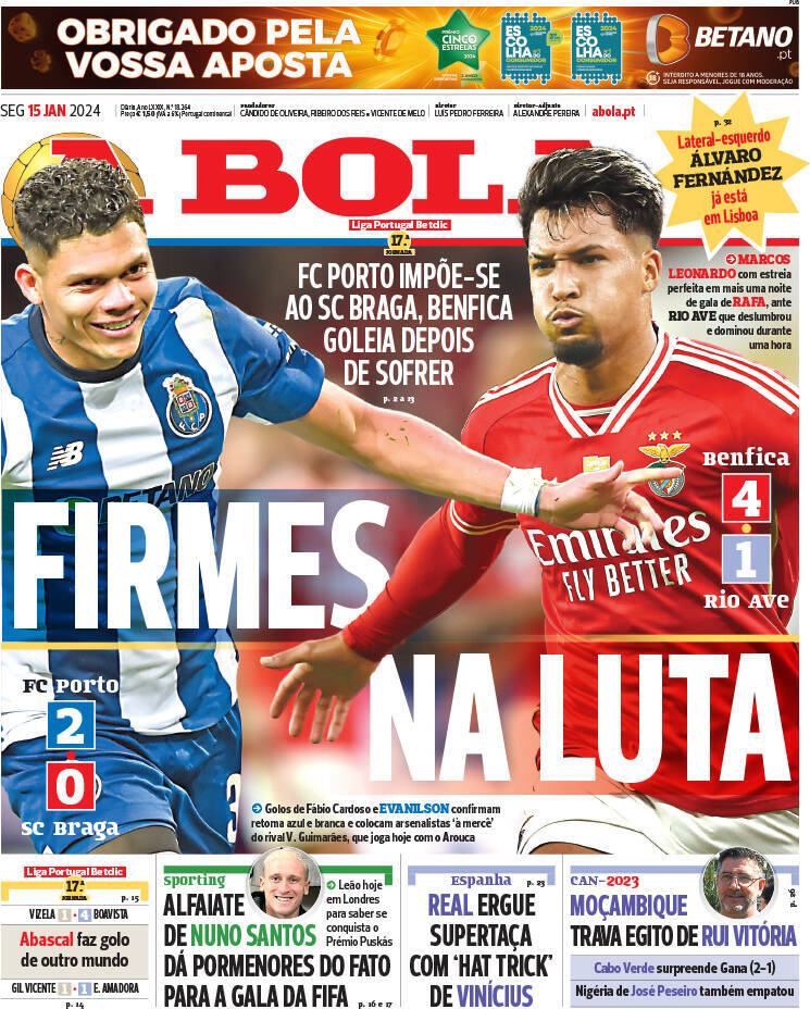 capa Jornal A Bola