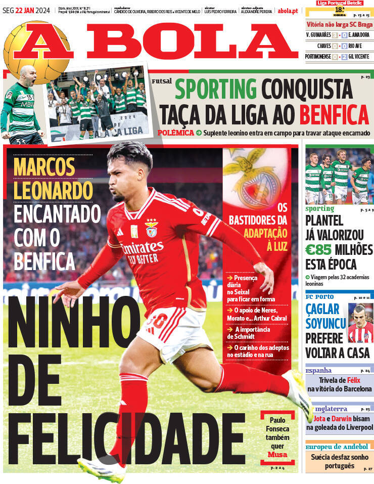 capa Jornal A Bola