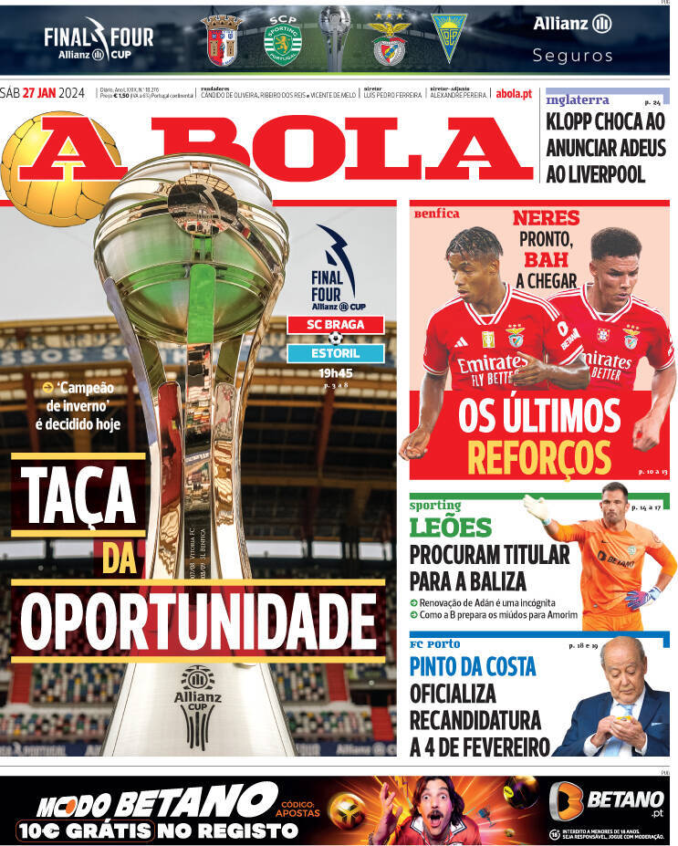 capa Jornal A Bola