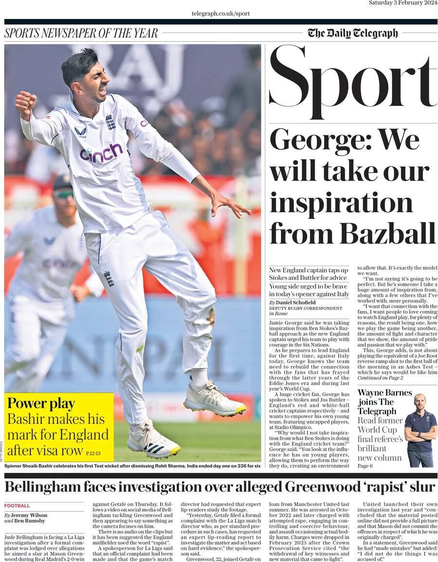 capa Jornal Telegraph Sport