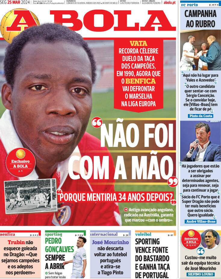 capa Jornal A Bola