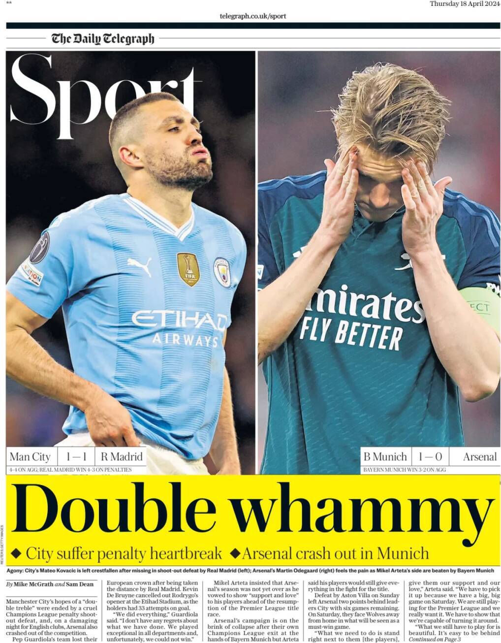 capa Jornal Telegraph Sport