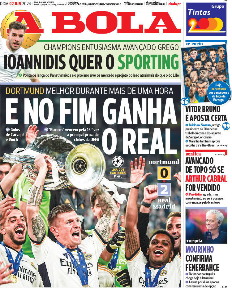 capa Jornal A Bola