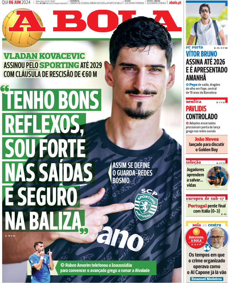 capa Jornal A Bola