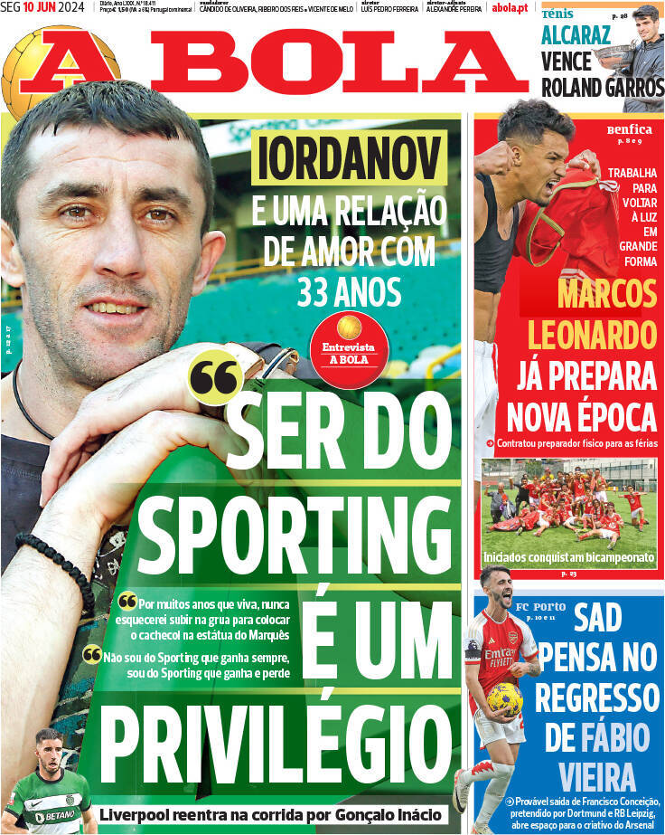 capa Jornal A Bola