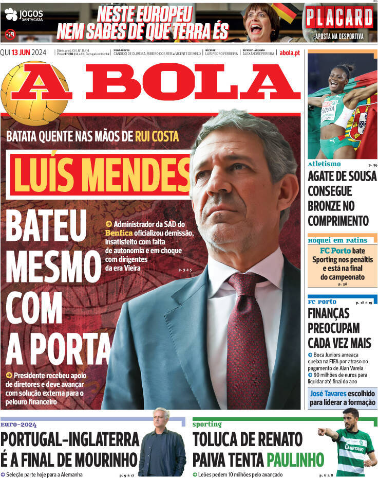 capa Jornal A Bola