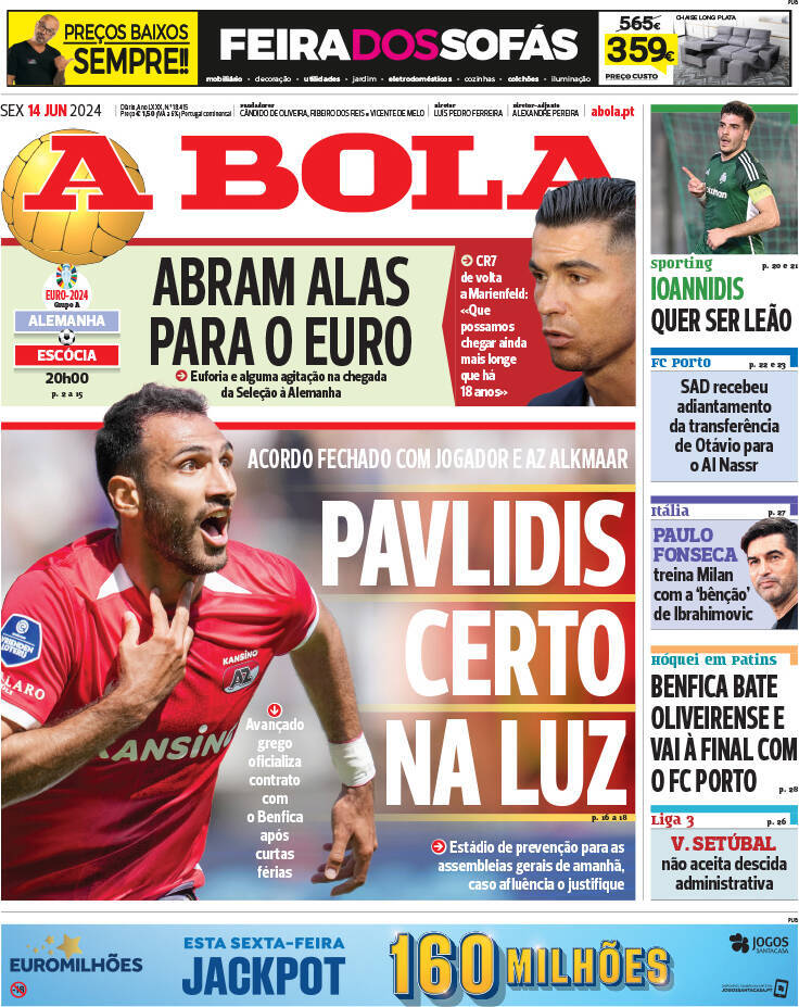 capa Jornal A Bola