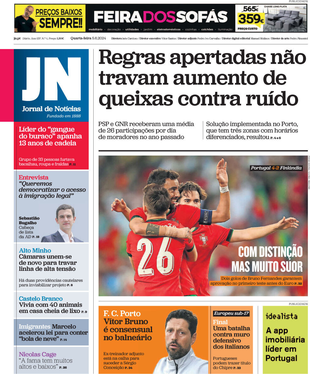 capa Jornal de Notícias