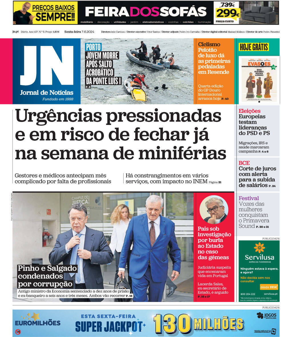 capa Jornal de Notícias