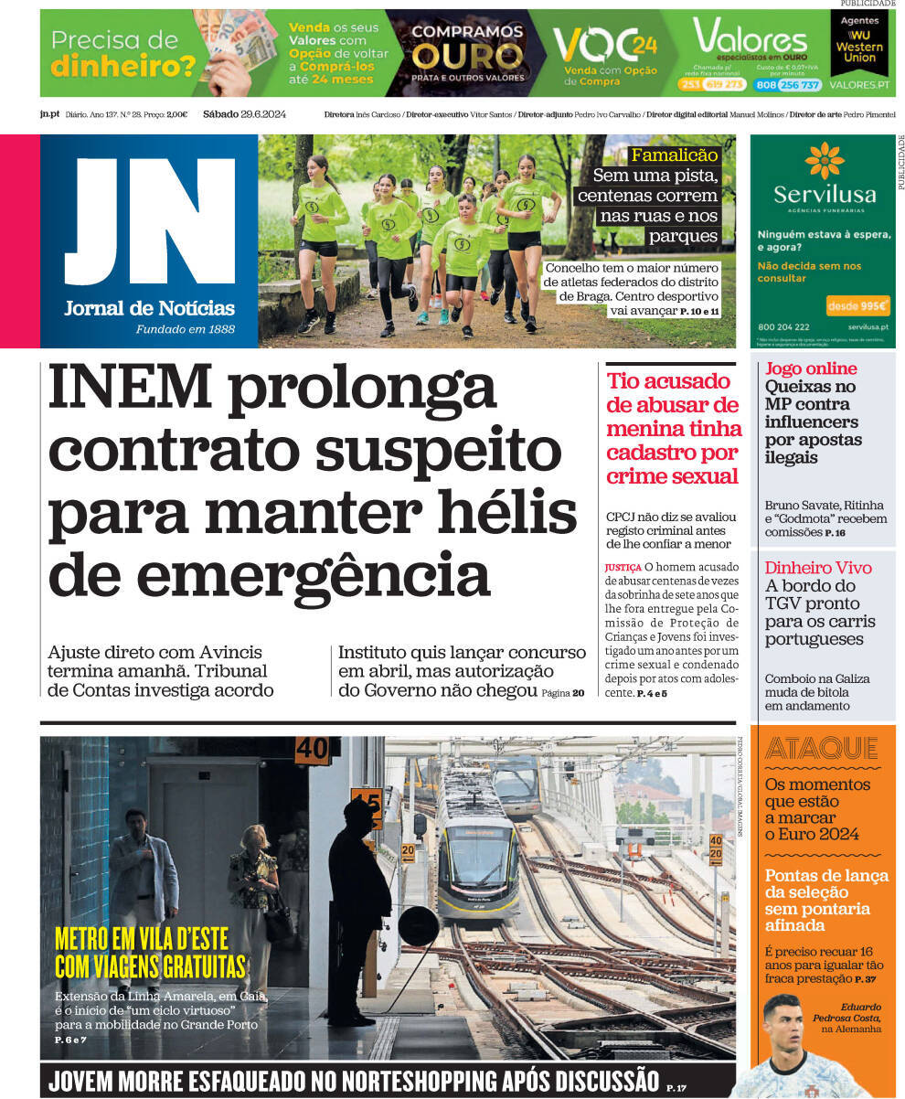 capa Jornal de Notícias