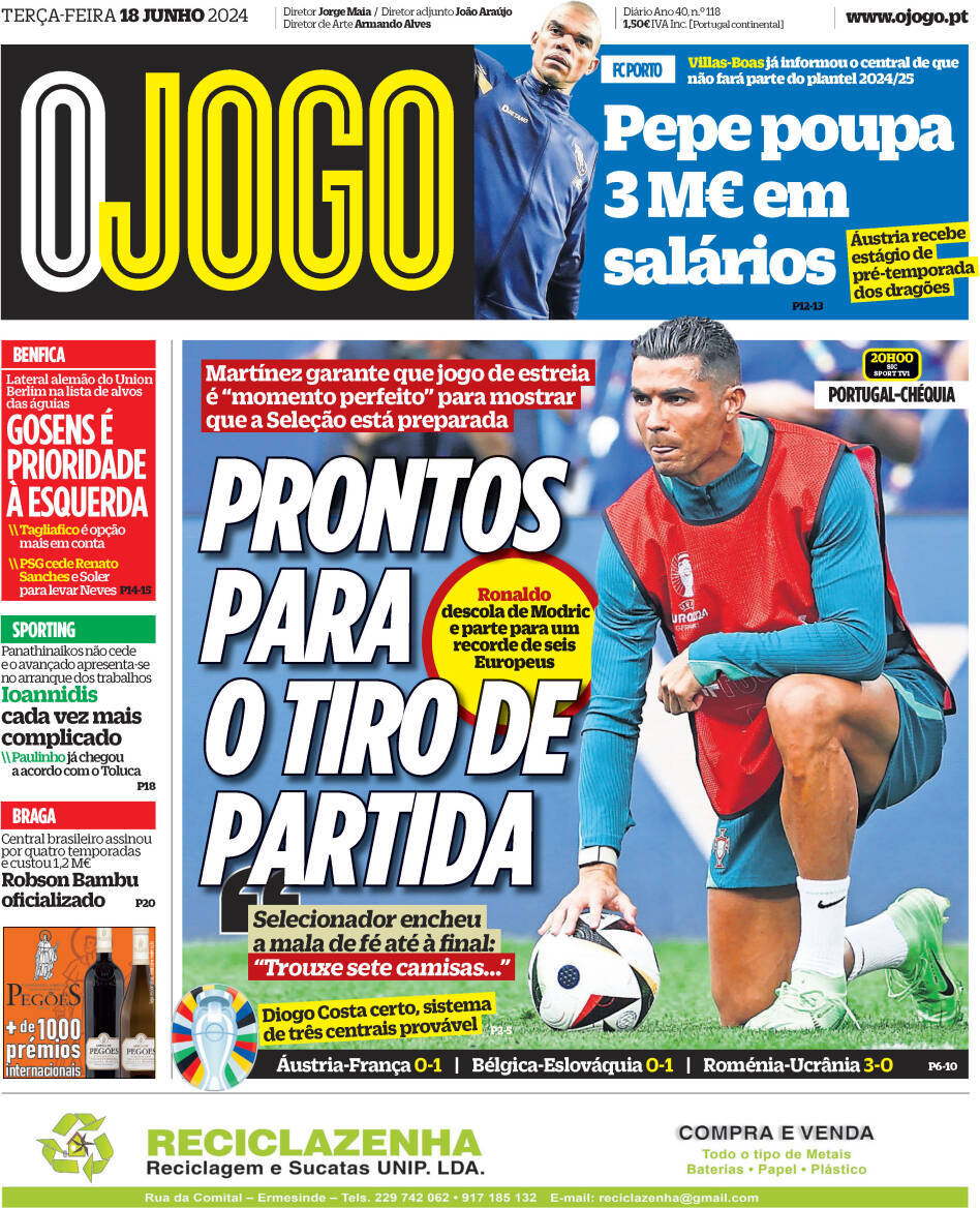 capa Jornal O Jogo