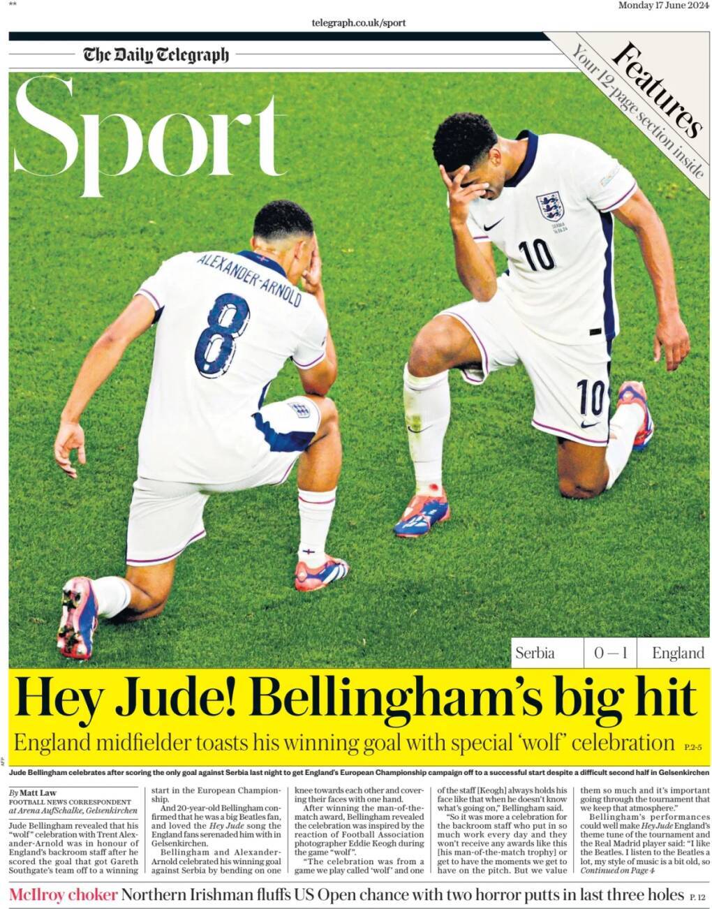 capa Jornal Telegraph Sport