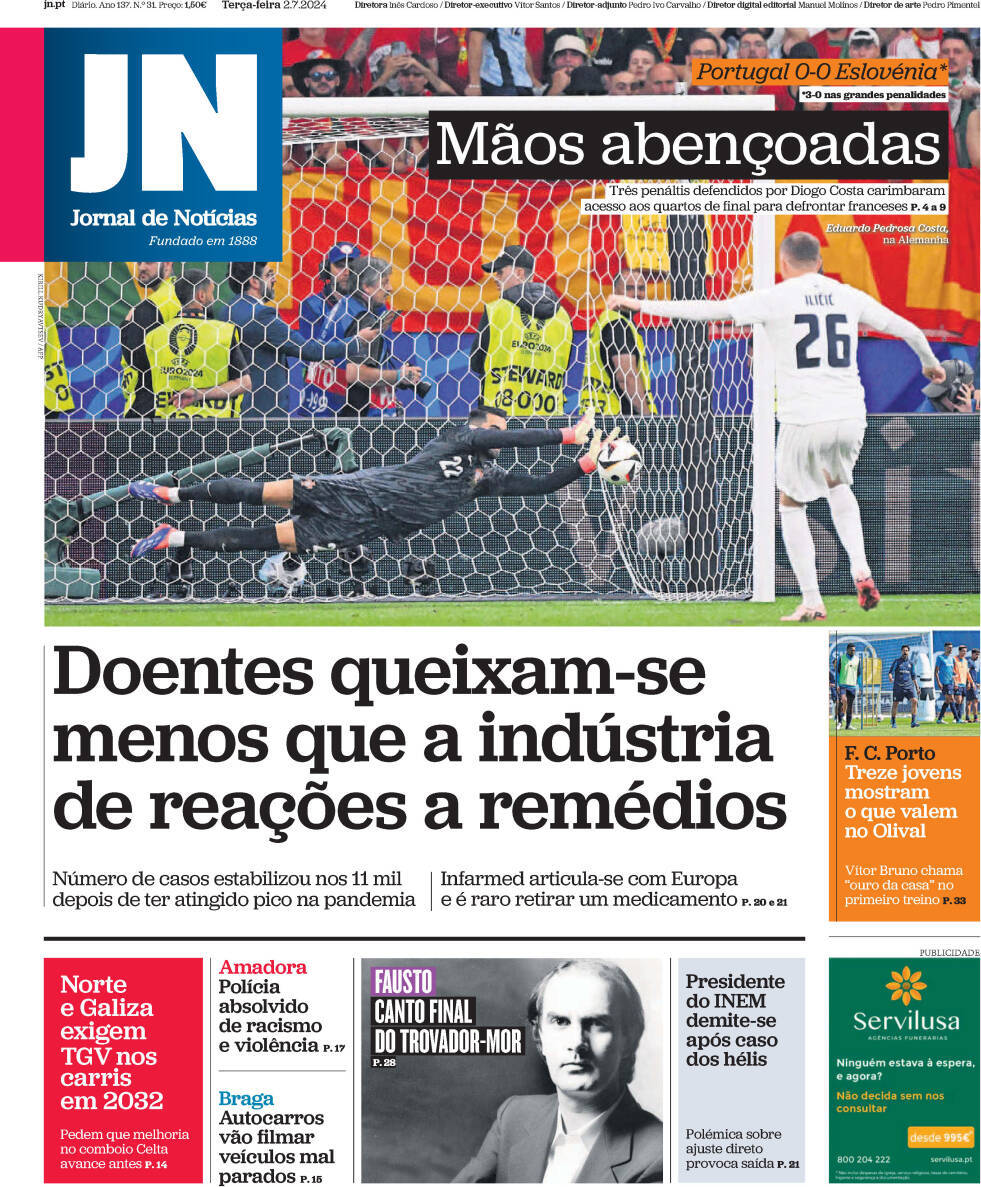 capa Jornal de Notícias