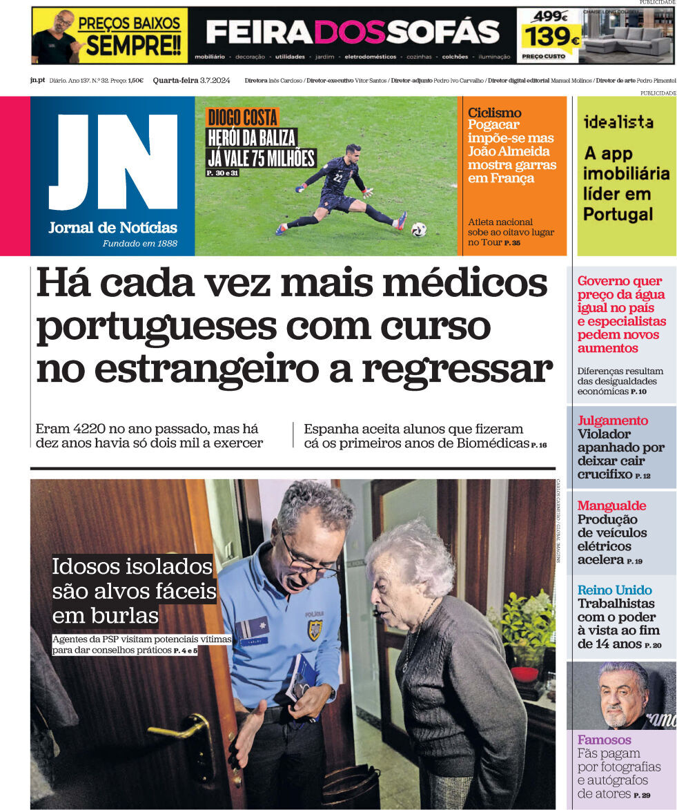 capa Jornal de Notícias