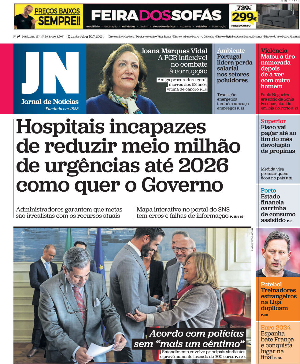 capa Jornal de Notícias