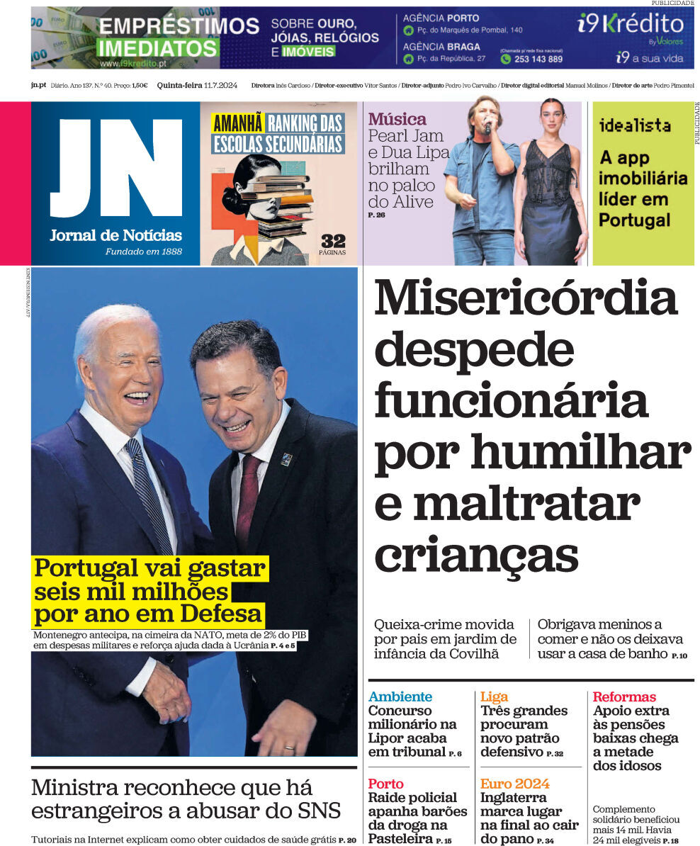 capa Jornal de Notícias