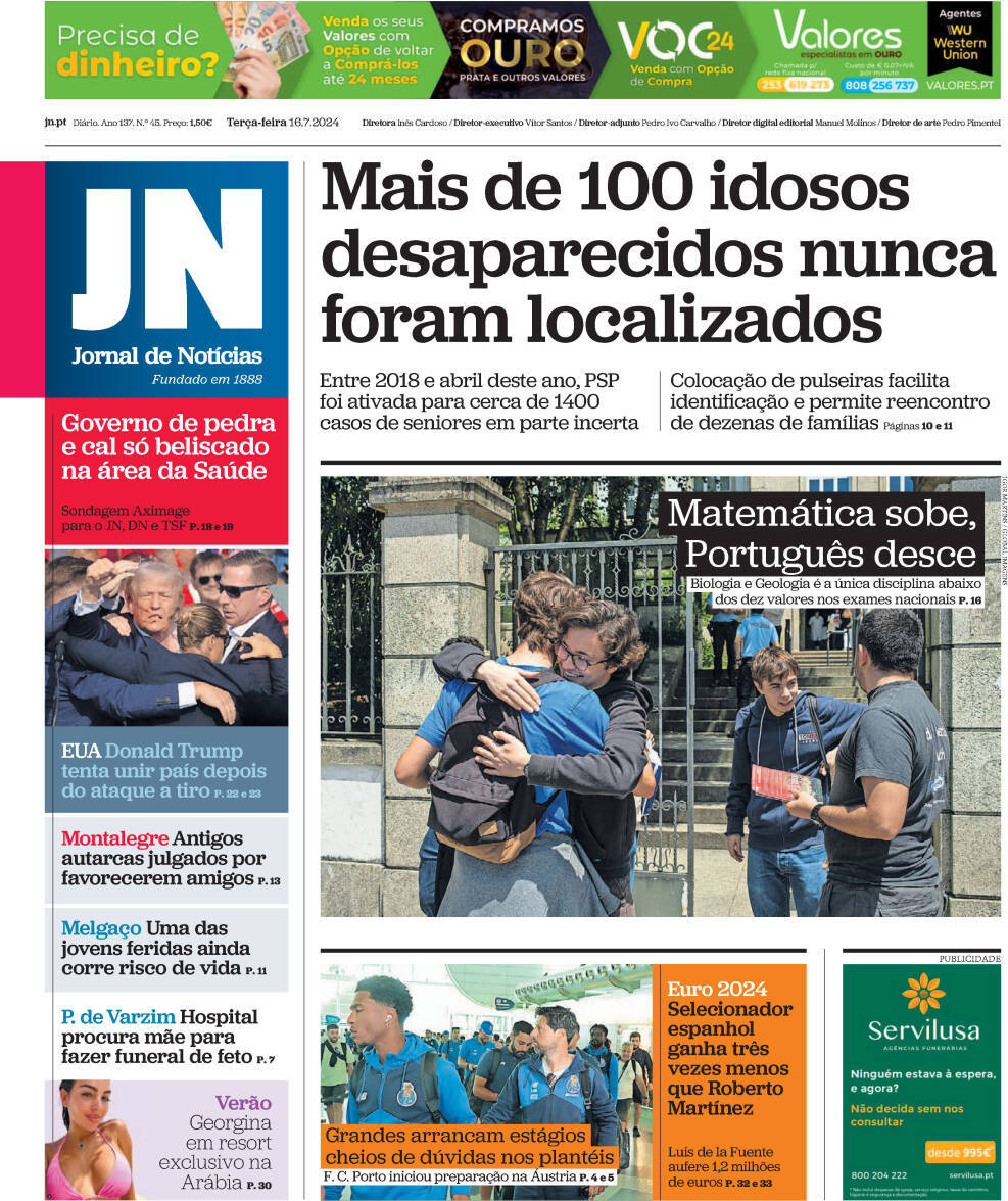 capa Jornal de Notícias