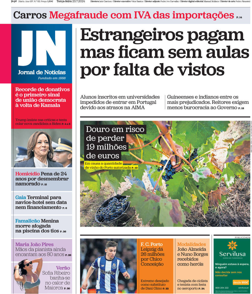 capa Jornal de Notícias