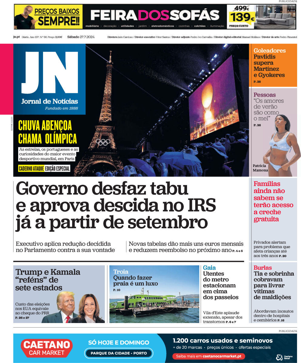 capa Jornal de Notícias